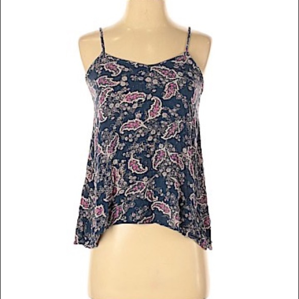 Paisley Linen Tank with Criss Cross Back